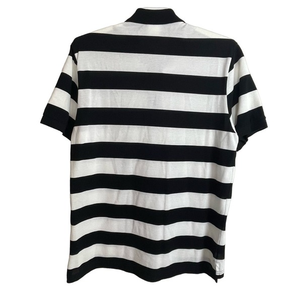 Lacoste Polo Shirt Black White Striped Men's Size L Euro 6  Alligator - Picture 7 of 7